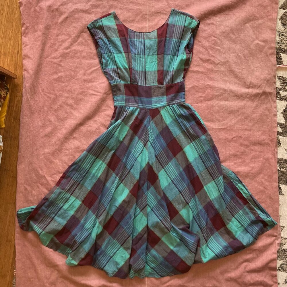 Vintage Pier 1 plaid dress 100% cotton - READ NOTES ABOUT SIZING AND FLAWS